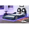 thumbnail image 3 of Teddy Fleece Full Size Upholstered Daybed with Light and Trundle, Gray, 3 of 9