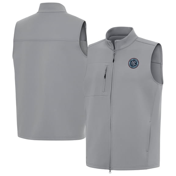 Men's Antigua Gray New York City FC Demand Full-Zip Vest