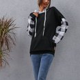 thumbnail image 3 of Sudadera con Capucha ANGGREK para Mujer Manga de Empalme a Cuadros Suave, 3 of 8