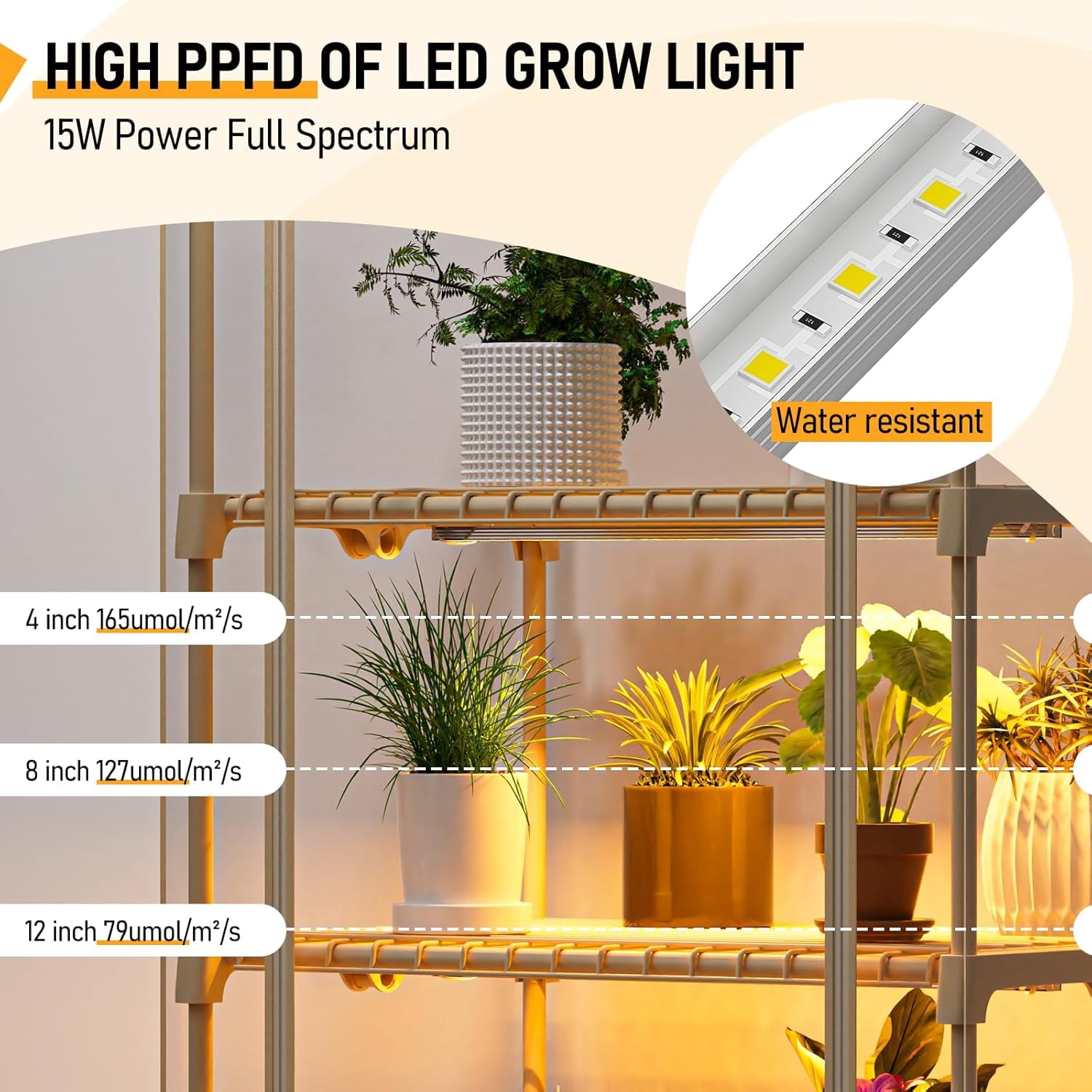 SPECILITE Indoor Greenhouse with Grow Lights, 4 Tiers 27.6"L×19.3"W×61.4"H Outdoor Mini Green House with Zip PVC Cover  and Dimmable 15W Plant Light with Timer for Seed Starting Trays
