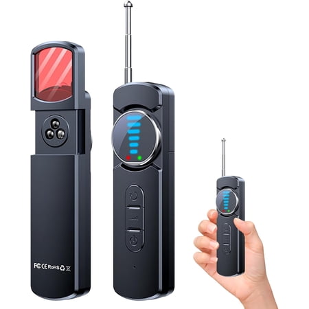 Hidden Camera Detector, AI Anti Spy Bug Detector with RF Signal Scanner, WiFi Finder, GPS Tracker Listening Device 6-in-1 Portable for Travel Hotel Bathroom Car Office (Black)