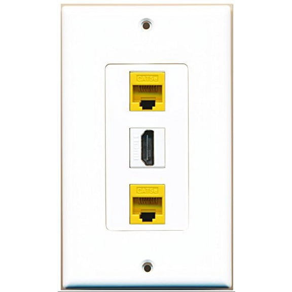 RiteAV - 1 Port HDMI 2 Port Cat5e Ethernet Yellow Wall Plate Decorative