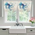 thumbnail image 4 of Blue Octopus Coastal Tie Up Curtains 45 Inches Long, Kitchen Window Curtains Over Sink, Coral Summer Beach Nautical Ocean Beige Small Window Curtains Balloon Curtains Valances for Bedroom 34"x45", 4 of 8