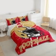 thumbnail image 3 of Homewish Rugby Game Queen Comforter Set,Boys Football Theme Bedding Sets,Gold Red Bedding Comforter Set For Teens,Luxury Bedroom Decor Reversible,3pcs, 3 of 8