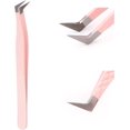 thumbnail image 1 of Lash Extension Tweezers Fiber Tips Volume Lash Tweezers Curved Precision Pink Eyelash Tweezers 90 Degree Angle Boot Great for Larger Fans Eyelash Extension Tweezers Professional, 1 of 7