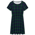 thumbnail image 3 of Blackwatch Tartan Modern Cute Blue And Green Plaid Dress Summer Street Style Dresses Female Short Sleeve Printed Sundress, 3 of 7
