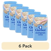 (6 pack) Gerber Stage 2 Baby Food, Multigrain Cereal, Whole Grains, Baby Cereal 16 oz