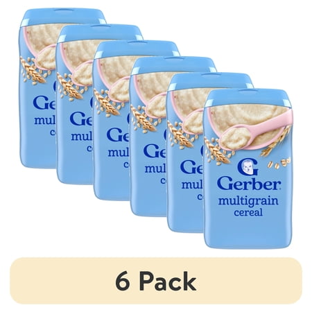 (6 pack) Gerber Stage 2 Baby Food, Multigrain Cereal, Whole Grains, Baby Cereal 16 oz