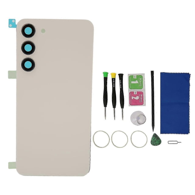 unique Back Glass Cover with with Pre Installed Camera Lens Professional Repair Tool Kit for Samsung Galaxy S23 Plus White