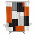thumbnail image 2 of Modern Style Color Block Shower Curtain for Bathroom Decor, Orange Black Geometric Waterproof Fabric Shower Curtain, 36"x72" Set with 12 Hooks, 2 of 9
