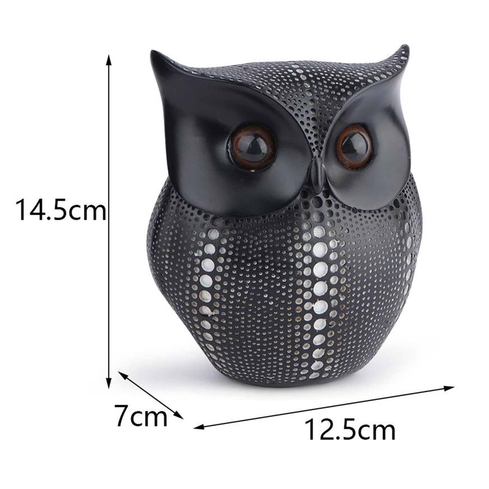 Black & White Resin Debossed Dotted Owl Collectible Contemporary Bird Design 
