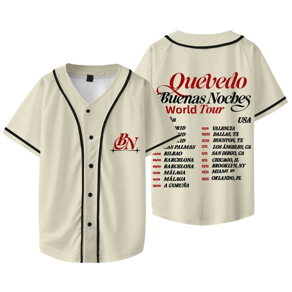 Quevedo Buenas Noches Tour 2025 Merch Baseball Jacket Tee Women Men V-neck Short Sleeve T-shirts