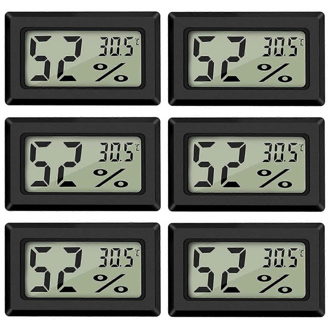 Termómetro Digital ZHAOCHENG Medidor de Temperatura y Humedad Paquete de 6 Cuadrado Color Negro