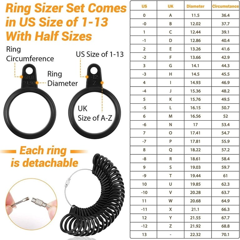 MENKEY Ring Making Kit, Ring Size Measuring Tools with Ring Mandrel, Ring  Sizer Gauge, Finger Size Gauge, Jewelry Wire and Crystal Stone Beads for
