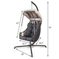 thumbnail image 3 of Swing Egg Chair with Stand Indoor/Outside, Black UV Resistant Cushion Hanging Chair, Wicker Rattan Frame 350lbs Capacity Hammock Chair with Cup Holder for Patio Bedroom (with Sunshade Cloth), 3 of 6