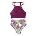thumbnail image 2 of Neinkie Women Two Piece Swimsuit High Waisted Bikini Set Sporty Racerback High Neck Bathing Suits with Bottom, 2 of 7