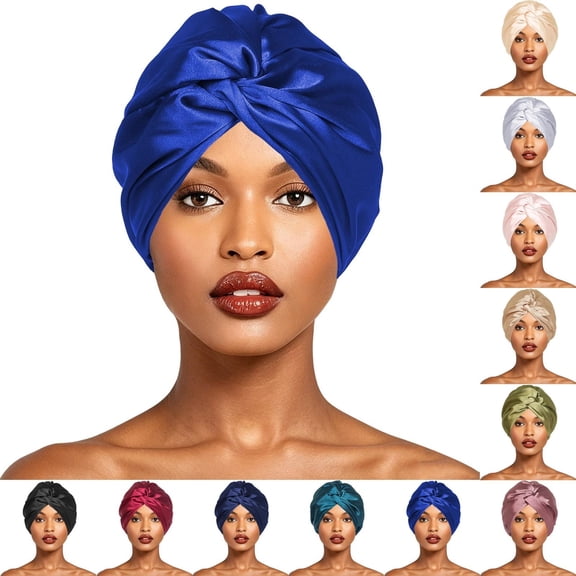 Miaoju Adjustable Silk Bonnet Satin Curly Hair Wrap for Sleeping Women Breathable Night Turban for Small Large Short Coily, Double Layer