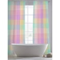 thumbnail image 5 of Pink Blue Plaid Sheer Curtains 96 Inch Length 2 Panels Set, Buffalo Checkered Modern Gingham Lattice Voile Window Treatment Semi Sheer Long Curtains Drapes for Bedroom/Living Room/Kitchen 52"x96"x2, 5 of 7