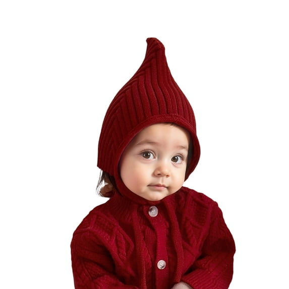 Valora Baby Knitted Winter Hat with Soft Ear for Boys Girls Holiday Photoshoot Cap Red Red
