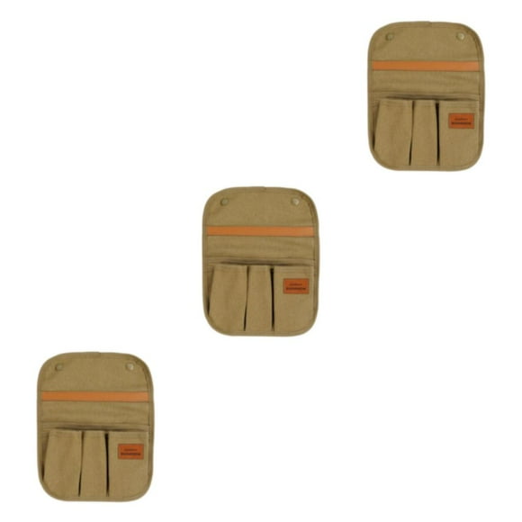 Ustyle Portable Seat Side Pocket Chair Armrest Organizer for Camping Snacks and Cell Phone Compact and Practical Khaki 31x23cm 3Set