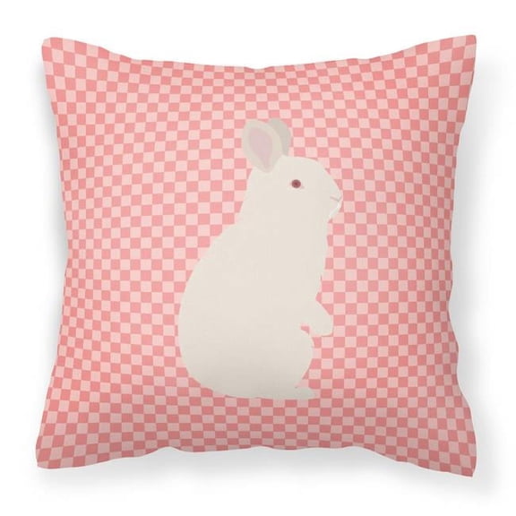 Carolines Treasures BB7965PW1414 New Zealand White Rabbit Pink Check Fabric Decorative Pillow, 14 x 14 in.