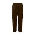 thumbnail image 5 of Bainana Womens Breathable Straight Leg Pants Solid Color Elastic Waist Trousers With Pockets Ladies Summer Holiday Baggy Pants Brown Size Xl, 5 of 6