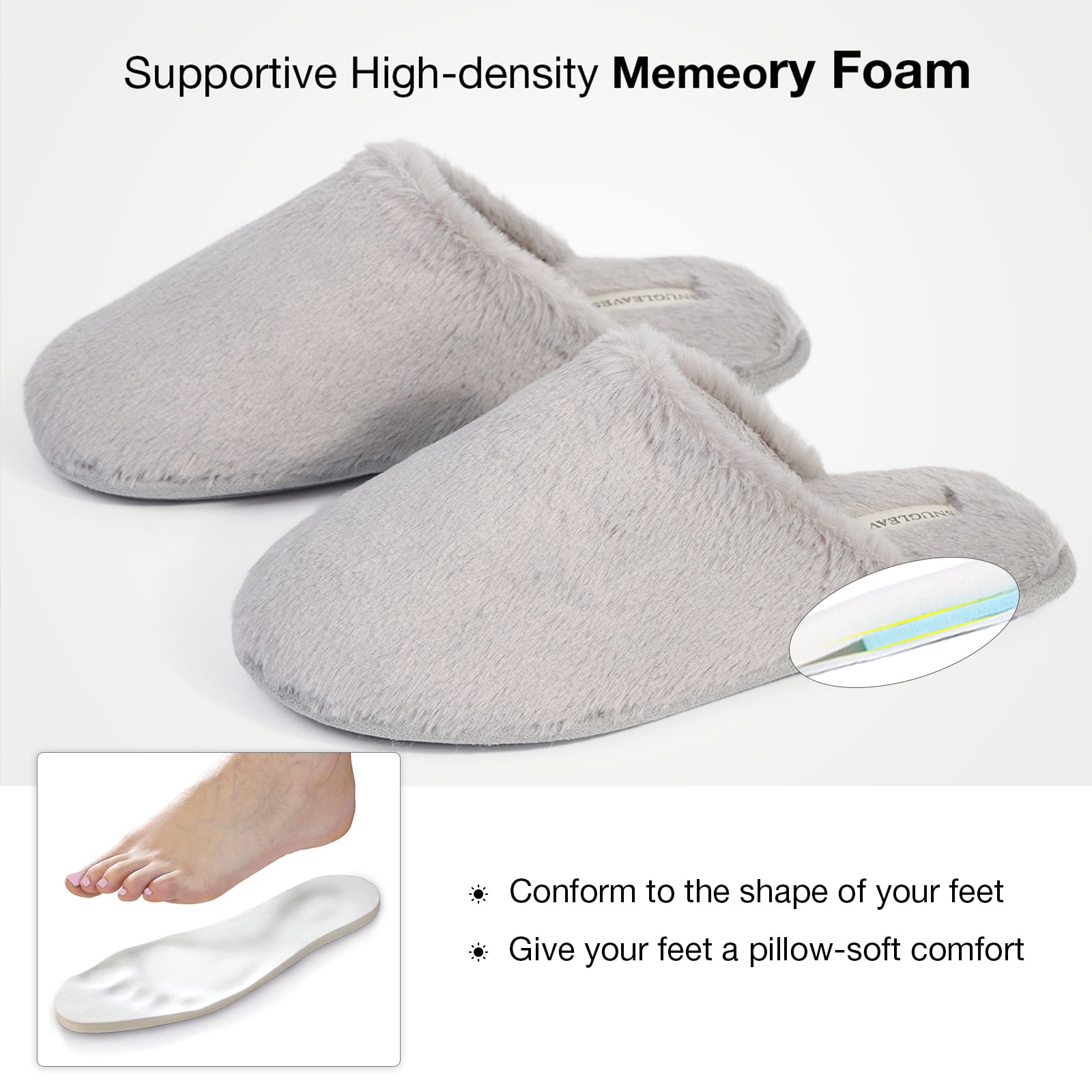 Snug Leaves Women's Fuzzy House Memory Foam Slippers Cute, 43% OFF