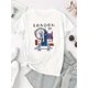 thumbnail image 2 of Minimalist Women's London Landmark Graphic Tee - Stylish Casual Short Sleeve T-Shirt with Ferris Wheel & Big Ben Design, Comfortable Summer Top for Casual Attire, Comfortable Fashion | Minimalist Gra, 2 of 5