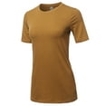 thumbnail image 2 of A2Y Women's Basic Solid Premium Cotton Short Sleeve Crew Neck T Shirt Tee Tops Coffee L, 2 of 6