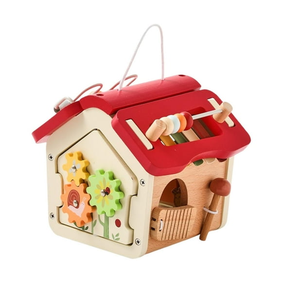 Xuanheng Cube d'Activités Jouet en Bois pour Bébé Cadeau de Noël Jouet pour Bébé de 1-2 Ans Rouge