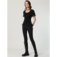 thumbnail image 4 of Camisa victoriana para mujer Allegra K con cuello en forma de corazón y manga corta con cordones blusa gótica Negro M, 4 of 6