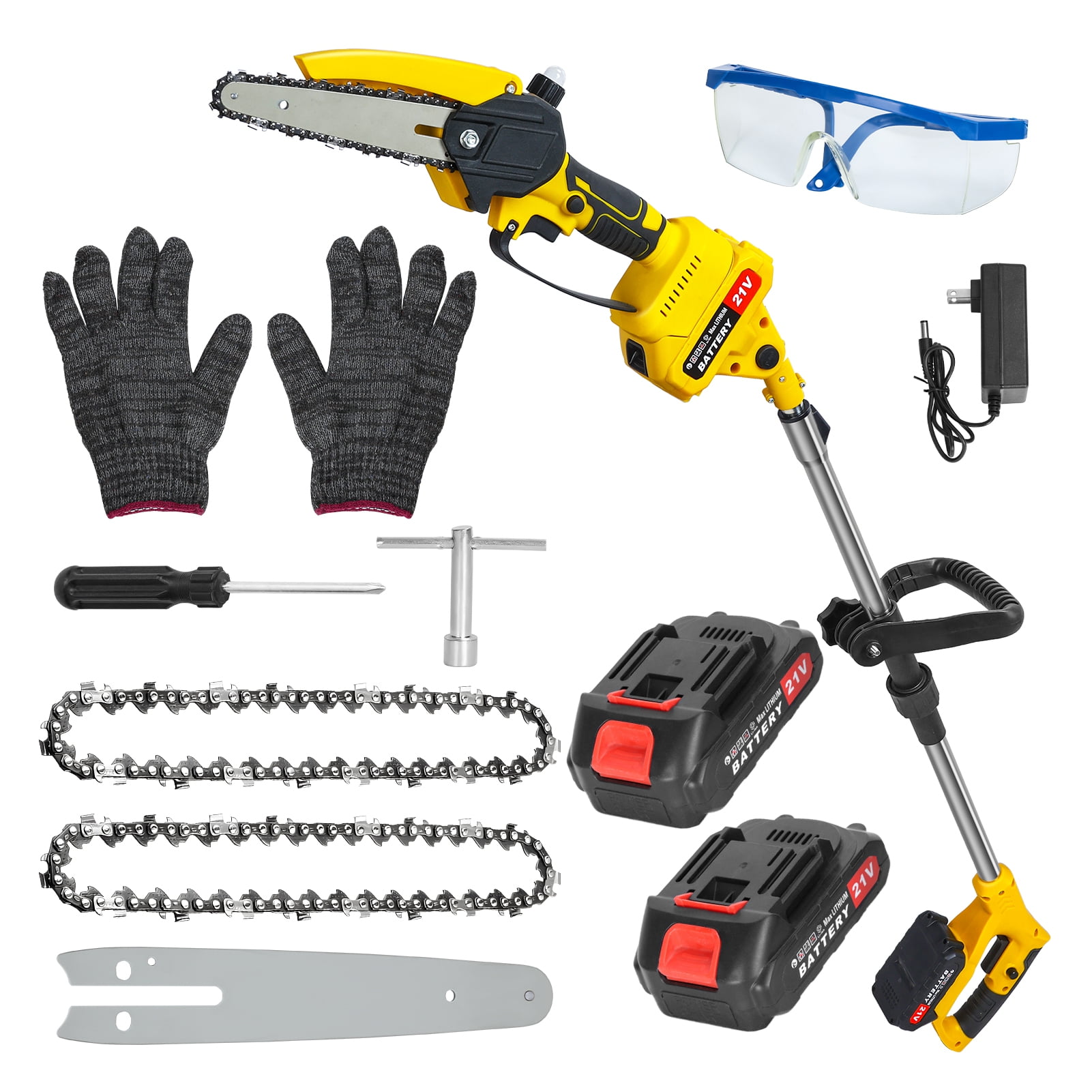 AquaAurix Mini Chainsaw Cordless 6 inch with 2 x 1.5Ah Battery, Mini Power Chain Saw, Electric Chainsaw, Handheld Small Chainsaw for Tree Trimming Wood Cutting