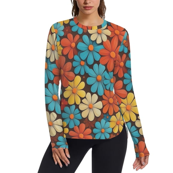 FORMRS Womens Long Sleeve Shirts UPF 50 Sun Protection Quick Dry Fishing Hiking Tops, Size S-2XL, Blooming Flowers