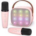 thumbnail image 1 of Máquina de karaoke portátil inalámbrica con micrófono dual para niños con Bluetooth, cambiador de voz mágico, luces LED y calidad de sonido de alta fidelidad, 1 of 5