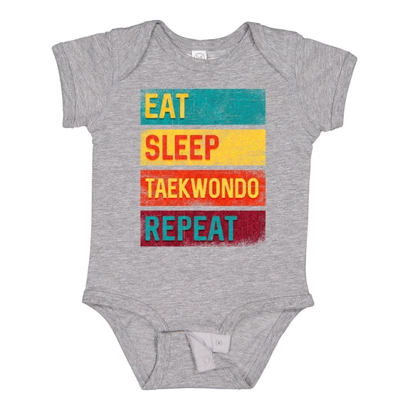 Inktastic Martial Arts Eat Sleep Taekwondo Repeat Boys or Girls Baby Bodysuit