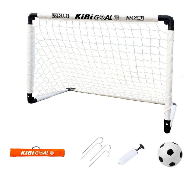 Almencla Kids Soccer Goals Portable Soccer Net Easy Assembly Backyard Games Soccer Goal White L Ball Pump