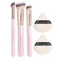 thumbnail image 1 of MAANGE 3Pcs Makeup Brushes + 2Pcs Triangle Powder Puff Set - No-Stroke Concealer Eye Shadow Makeup Brush Blending Beauty Tools (Pink), 1 of 7
