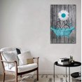 thumbnail image 2 of Bathroom Wall Art Daisy Canvas Pictures Modern Flower Bathtub Artwork Rustic Wood Board Background Contemporary Wall Art Decor Bedroom Living Room Office Home Framed Ready to Hang Blue 16" x 24", 2 of 5