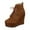 Brown, variant on Xfvqtps Women Ankle Boots Wedge Flatform High Heel Lace up Classic Suede Fashion Heel Boots Black