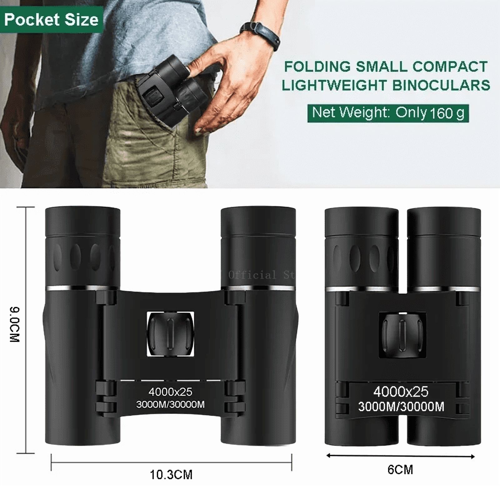 4000X25 Zoom HD Binoculars Telescope Powerful Portable Folding Long-Distance Vision Hunting Outdoor Camping Sports
