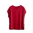thumbnail image 2 of QSXADF Womens Pajama Tops Sleep Shirts For Women Solid Cotton Ruched V Neck Short Sleeve Loose Tee Women Summer Home Sleepwear Ladies Loungewear, 2 of 5