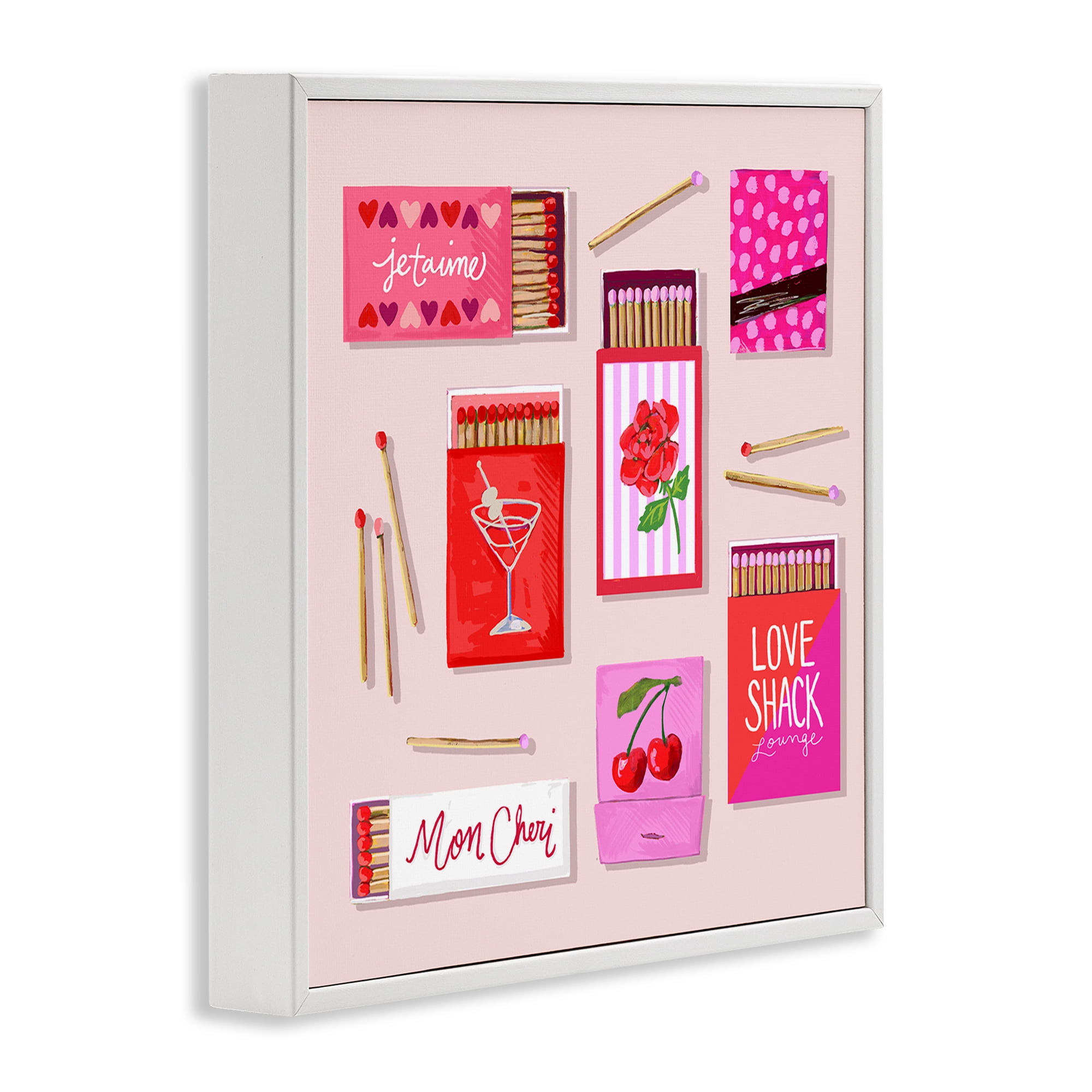Stupell Industries Je T'aime Romantic Matchbox Set White Framed Giclee Art, design by Rachael Reese