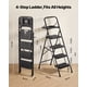 thumbnail image 2 of Escalera plegable de 4 peldaños VEVOR con pedal ancho antideslizante, bandeja para herramientas y empuñadura cómoda. Capacidad de 272 kg. Multiusos para cocina, hogar y oficina. Color negro., 2 of 9