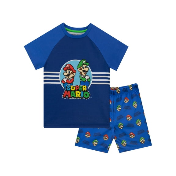 Super Mario Boys Short Sleeve Pajamas Sizes 3 - 12