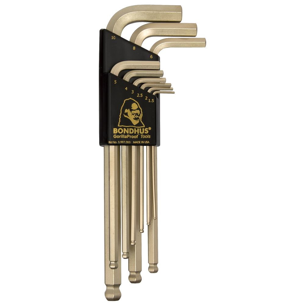 BONDHUS 38099 9 Pc. Metric Ball End LShaped Hex Key Set