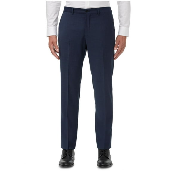 Armani Mens Modern Fit Woven Birdseye Dress Pants Slacks, Blue, 32W x 32L