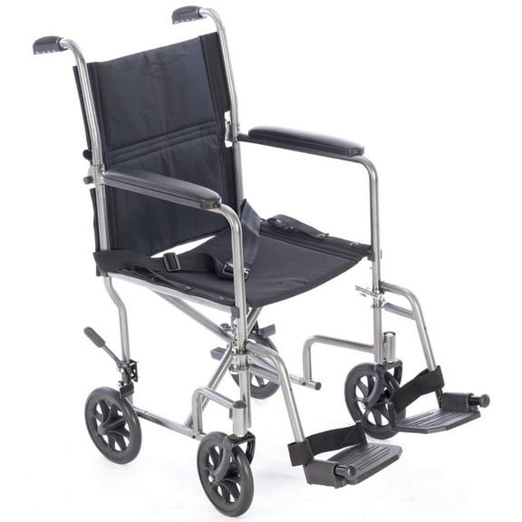 ProHeal 19” Transport Wheelchairs for Adults, Foldable and Lightweight - Steel Wheel Chair, Padded Armrests, and Swing Away Footrests