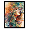 thumbnail image 1 of Iris Goddess of Rainbows Multicoloured Flowing Hair Deity Portrait Modern Watercolour Illustration Art Print Framed Poster Wall Decor 12x16 inch, 1 of 5