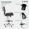 thumbnail image 6 of Okeysen Drafting Chair Armless Desk Stool, 400 LBS Ergonomic Leather Tall Office Chair with Adjustable Foot Ring, Modern Standing Desk Chair with Ribbed Mid Back, Swivel Rolling Drafting Stool., 6 of 8