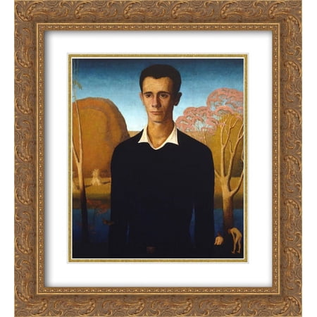Grant Wood 2x Matted 20x24 Gold Ornate Framed Art Print 'Arnold Comes of Age'
